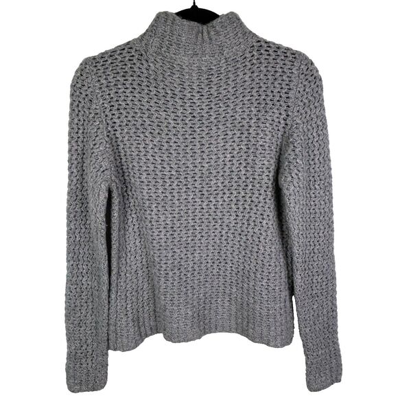 Halogen Nordstrom 100% Cashmere Mock Neck Chunky Open Knit Sweater Taupe Grey S - Picture 5 of 11